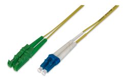 FO patch cord, duplex, E2000 (APC) to LC (UPC)