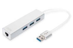 USB 3.0, 3-ports HUB & Gigabit LAN adapter