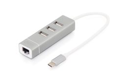 USB 2.0 Type-C, 3-ports HUB & Fast Ethernet LAN
