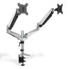 Dual Monitor Gas Spring Mount, 15-32", silver