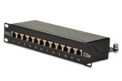 CAT 5e, Class D patch panel, shielded,12-port RJ45
