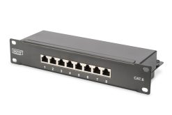 CAT 6, Class E patch panel, shielded, 8-port RJ45