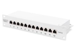 CAT 6, Class E patch panel, shielded, 12-port RJ45