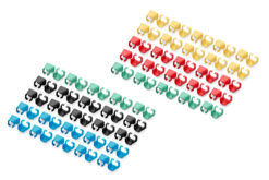 Kleurclips voor patchkabels - gemengd (20 elk in rood, groen, blauw, geel, zwart)