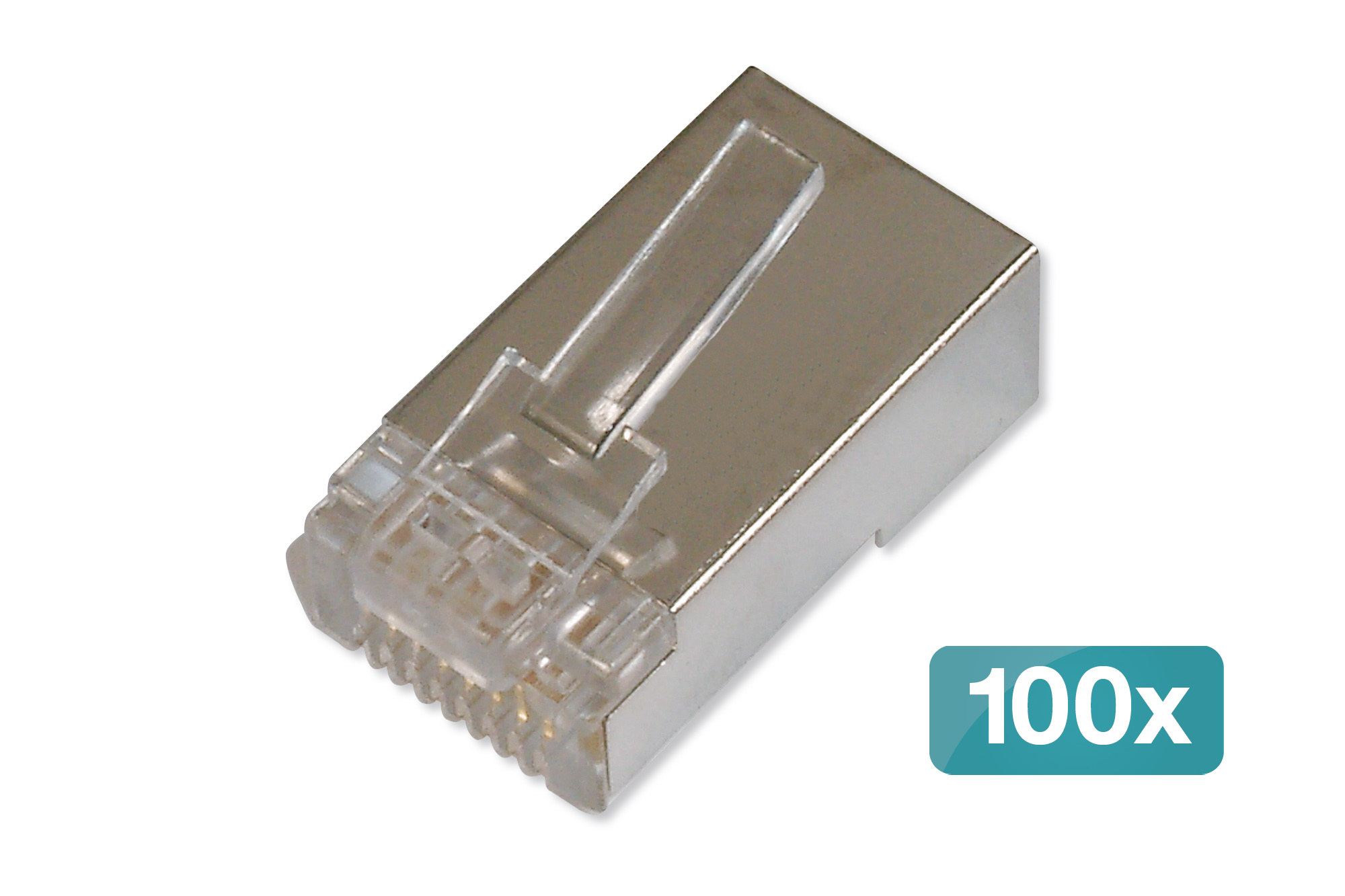CAT 6 modulaire plug voor ronde kabel, doorvoerstekker - 100 st.