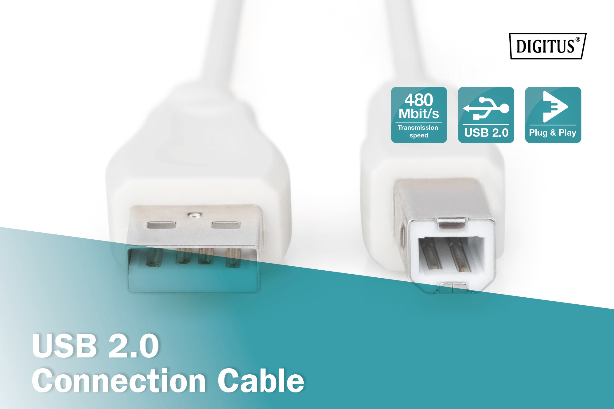USB-A - USB-B aansluitkabel, 1,8 m - Afbeelding 3
