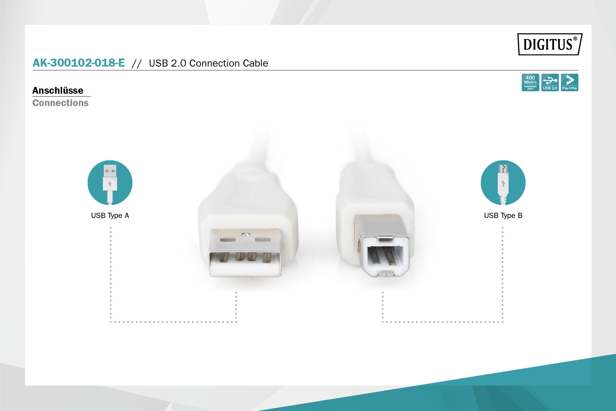 USB-A - USB-B aansluitkabel, 1,8 m - Afbeelding 5