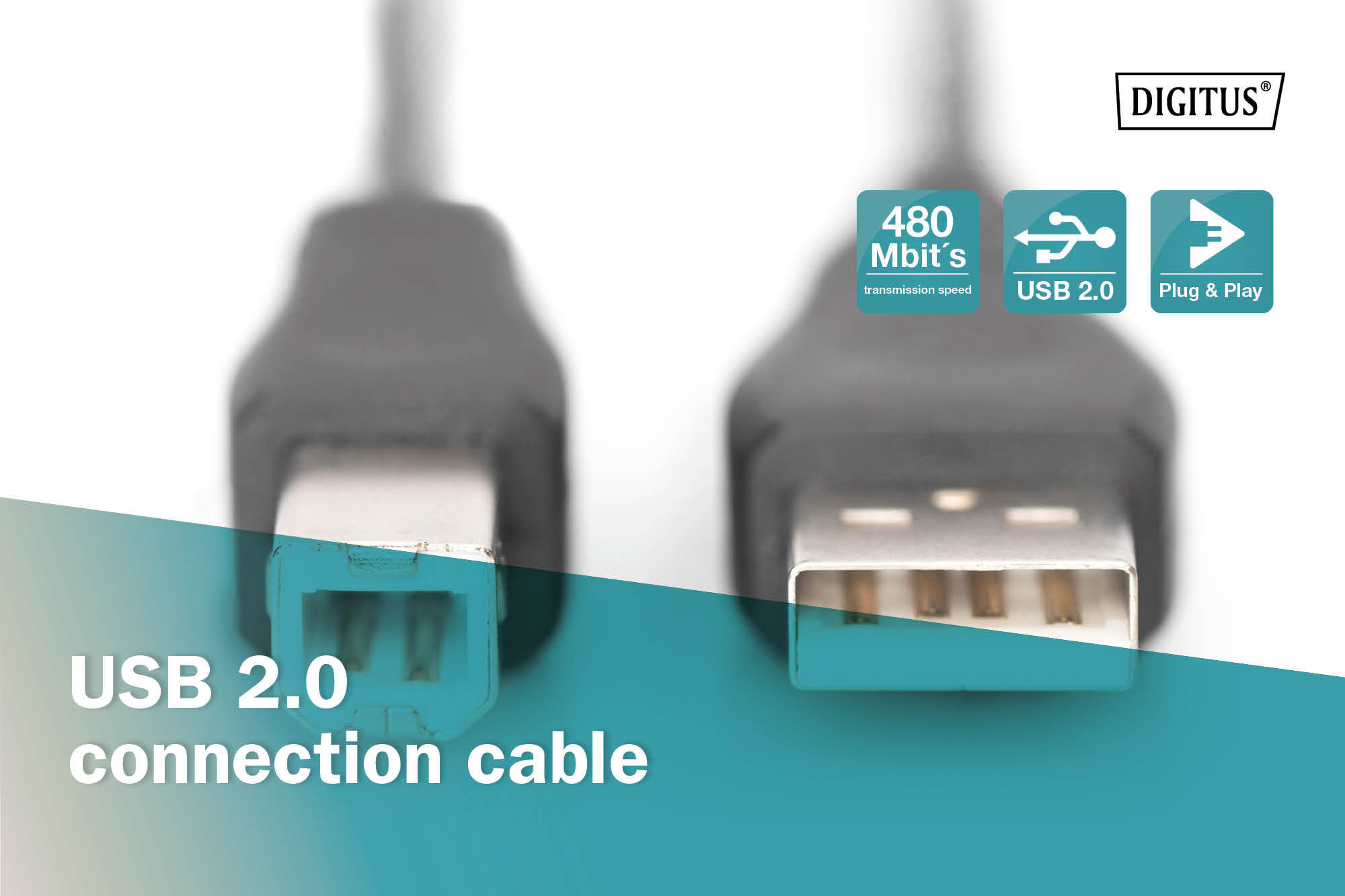 USB-A - USB-B aansluitkabel, 3m - Afbeelding 3