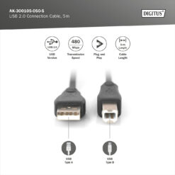 USB-A - USB-B aansluitkabel, 5m - Afbeelding 5