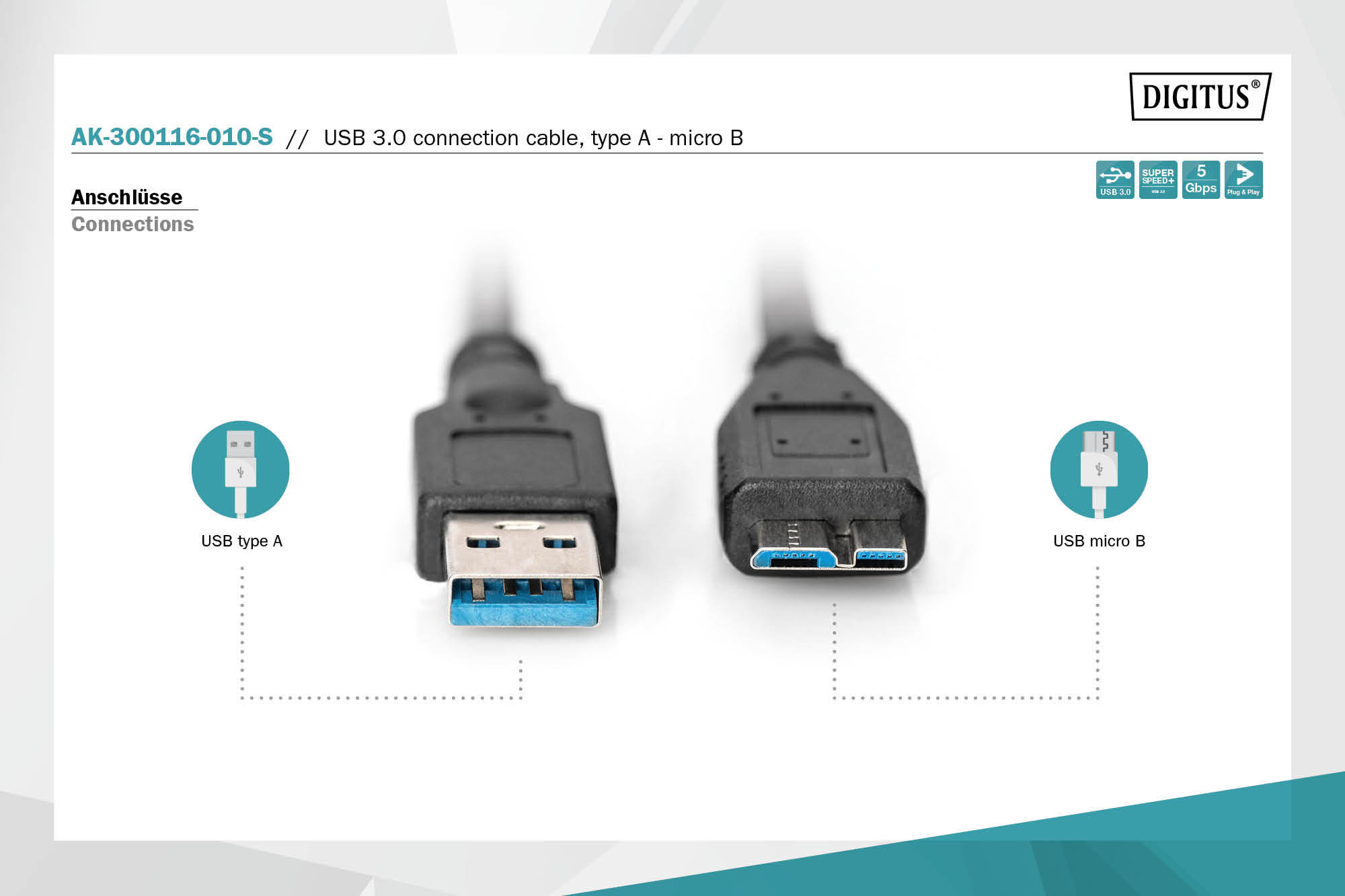 USB-A - Micro-B aansluitkabel, 1m - Afbeelding 3
