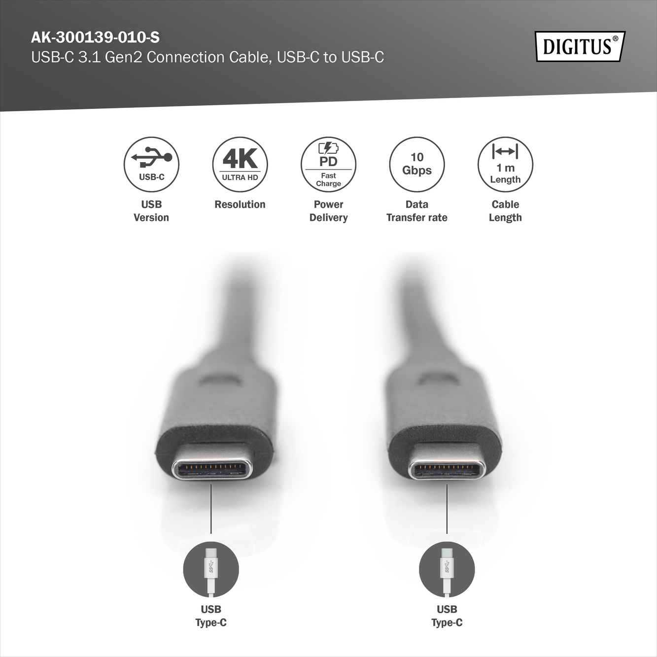 USB-C 3.2 Gen2-verbindingskabel, USB-C naar USB-C - Afbeelding 4