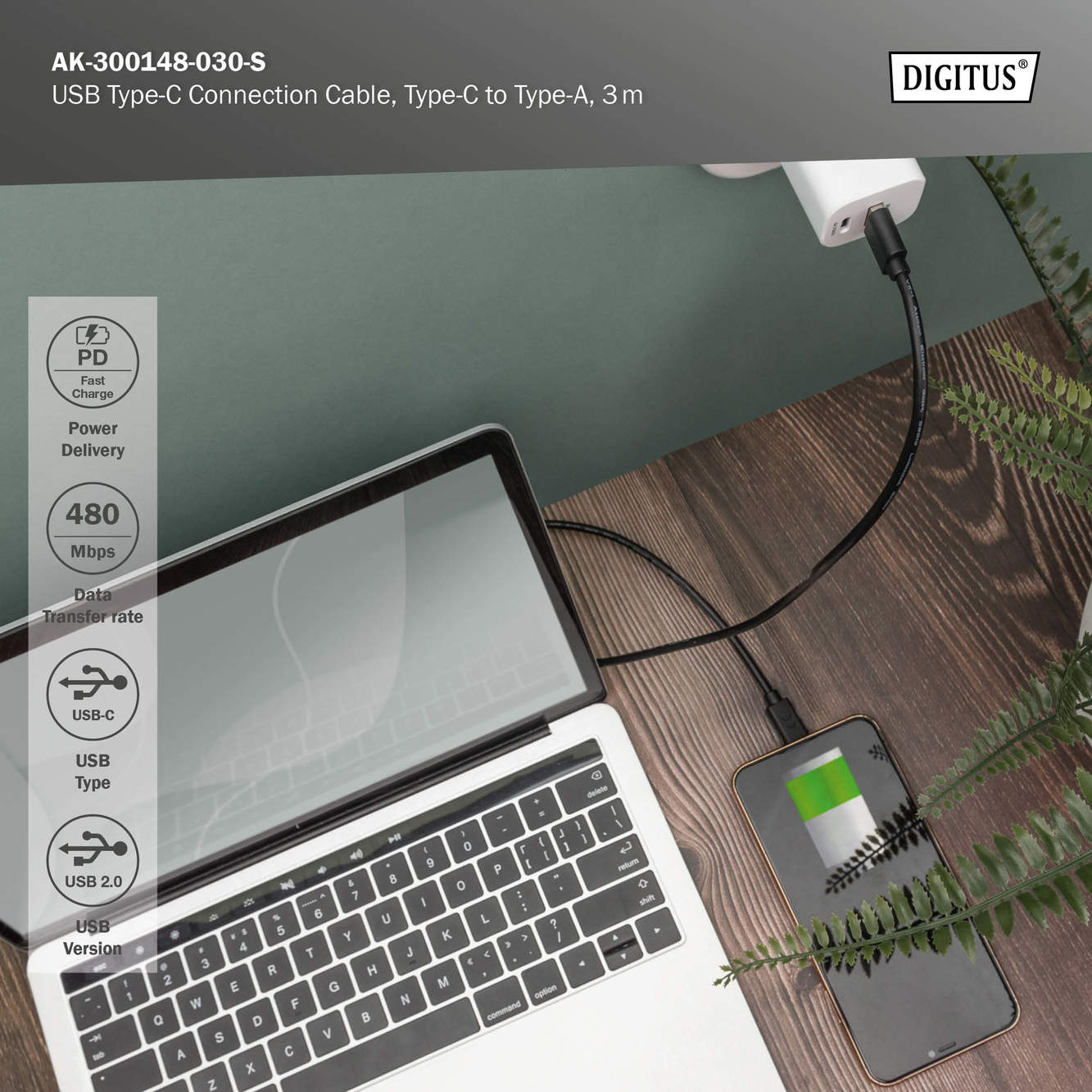 USB-C aansluitkabel, USB-A - USB-C - Afbeelding 4
