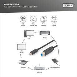 USB-C aansluitkabel, USB-C - USB-B - Afbeelding 4