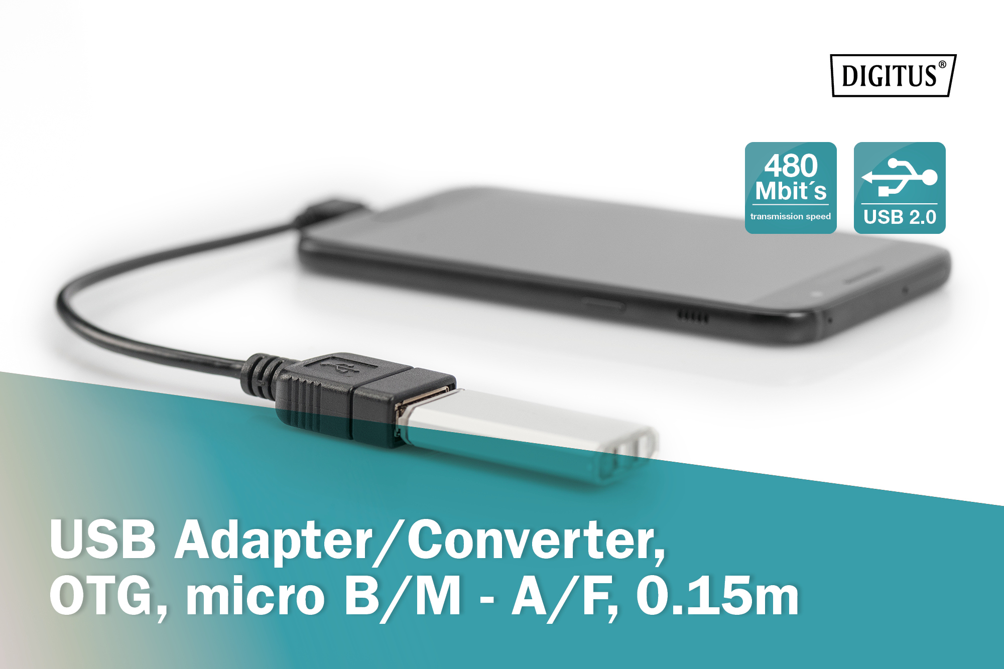 USB Micro-B - USB-A-adapter/-omzetter, OTG, 0,15 m - Afbeelding 8