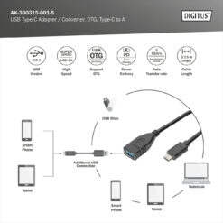 USB-C - USB-A-adapter/-omzetter, OTG, 0,15 m - Afbeelding 5