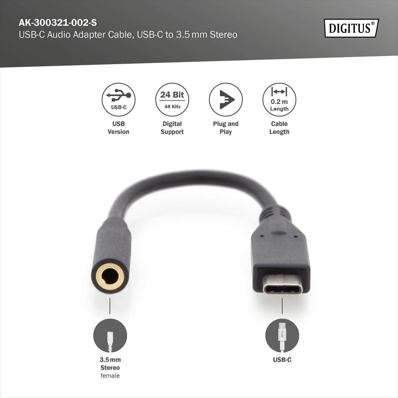 USB-C audio-adapter/-omzetter, USB-C-stekker - 3,5 mm stekker/contactdoos - Afbeelding 4