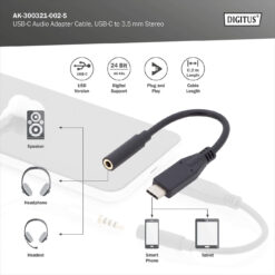 USB-C audio-adapter/-omzetter, USB-C-stekker - 3,5 mm stekker/contactdoos - Afbeelding 5
