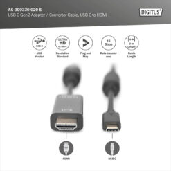 USB-C 3.2 Gen2 adapter / omvormkabel, USB-C - HDMI - Afbeelding 6