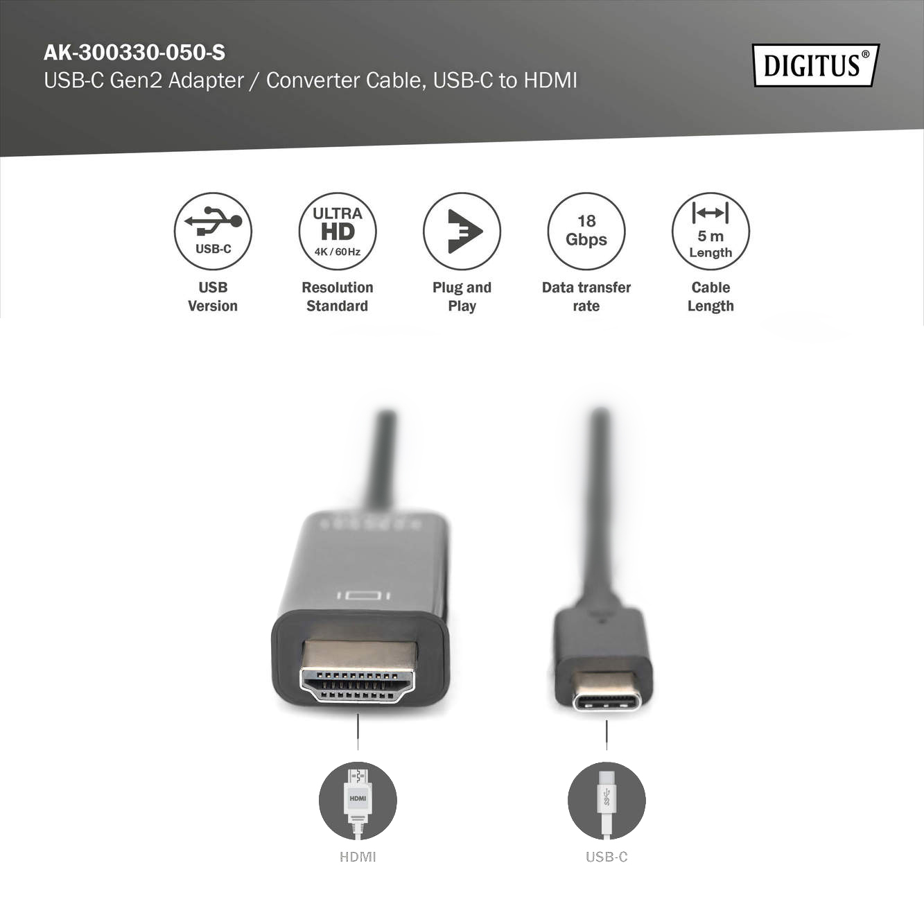USB-C 3.2 Gen2 adapter / converter kabel, USB-C naar HDMI - Afbeelding 6