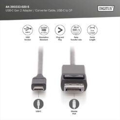 USB-C 3.2 Gen2 adapter / omvormkabel, USB-C - DP - Afbeelding 5