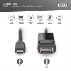 USB Typ C <=> DisplayPort bidirectionele adapterkabel - Afbeelding 3