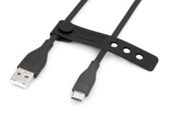 USB-C siliconen aansluitkabel, 2 m, zwart - Afbeelding 3