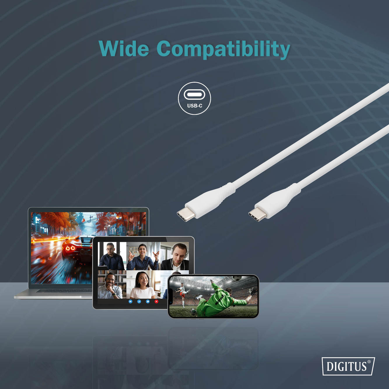 USB-C siliconen aansluitkabel, 1m, wit - Afbeelding 5