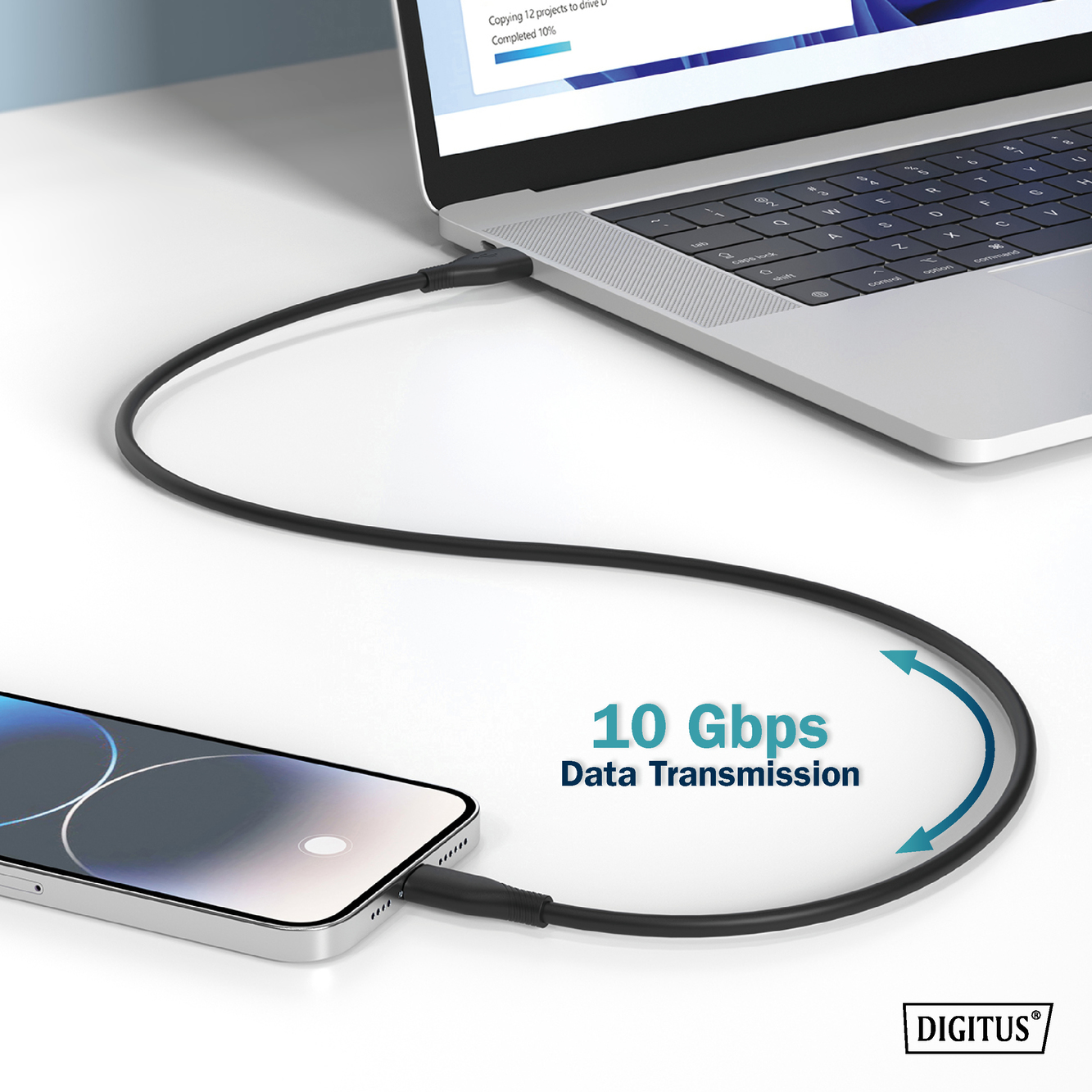 USB siliconenkabel, USB 3.2 Gen2, USB 10Gbps, 1m, zwart - Afbeelding 6