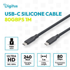 USB siliconenkabel, USB4 versie 2.0, USB 80Gbps, 1m, zwart - Afbeelding 5