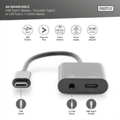 USB-C adapter / converter, USB-C naar USB-C + 3,5 mm aansluiting - Afbeelding 8