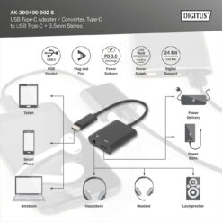 USB-C adapter / converter, USB-C naar USB-C + 3,5 mm aansluiting - Afbeelding 9