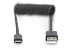 Alternative view of USB-A - USB-C spiraalkabel, 1m