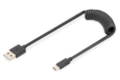 USB-A - USB-C spiraalkabel, 1m