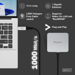 USB-A - RJ45 Ethernetkabel, 1Gbit/s, 15m - Afbeelding 6
