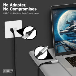 USB-C - RJ45 Ethernetkabel, 1Gbit/s, 3m - Afbeelding 4