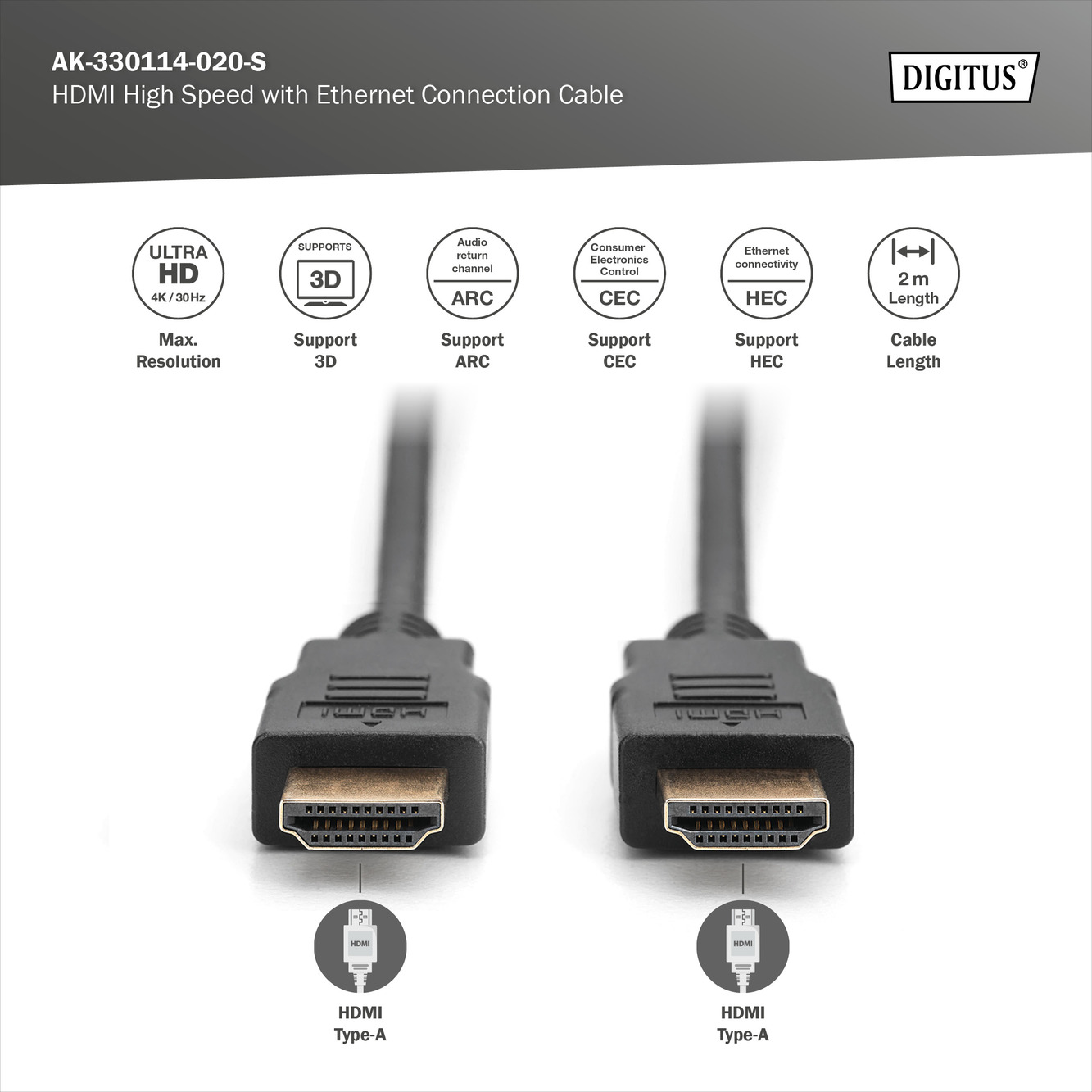 HDMI High-Speed met Ethernet aansluitkabel - Afbeelding 2