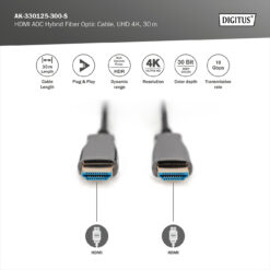 HDMI AOC hybride glasvezelkabel, UHD 4K, 30 m - Afbeelding 3