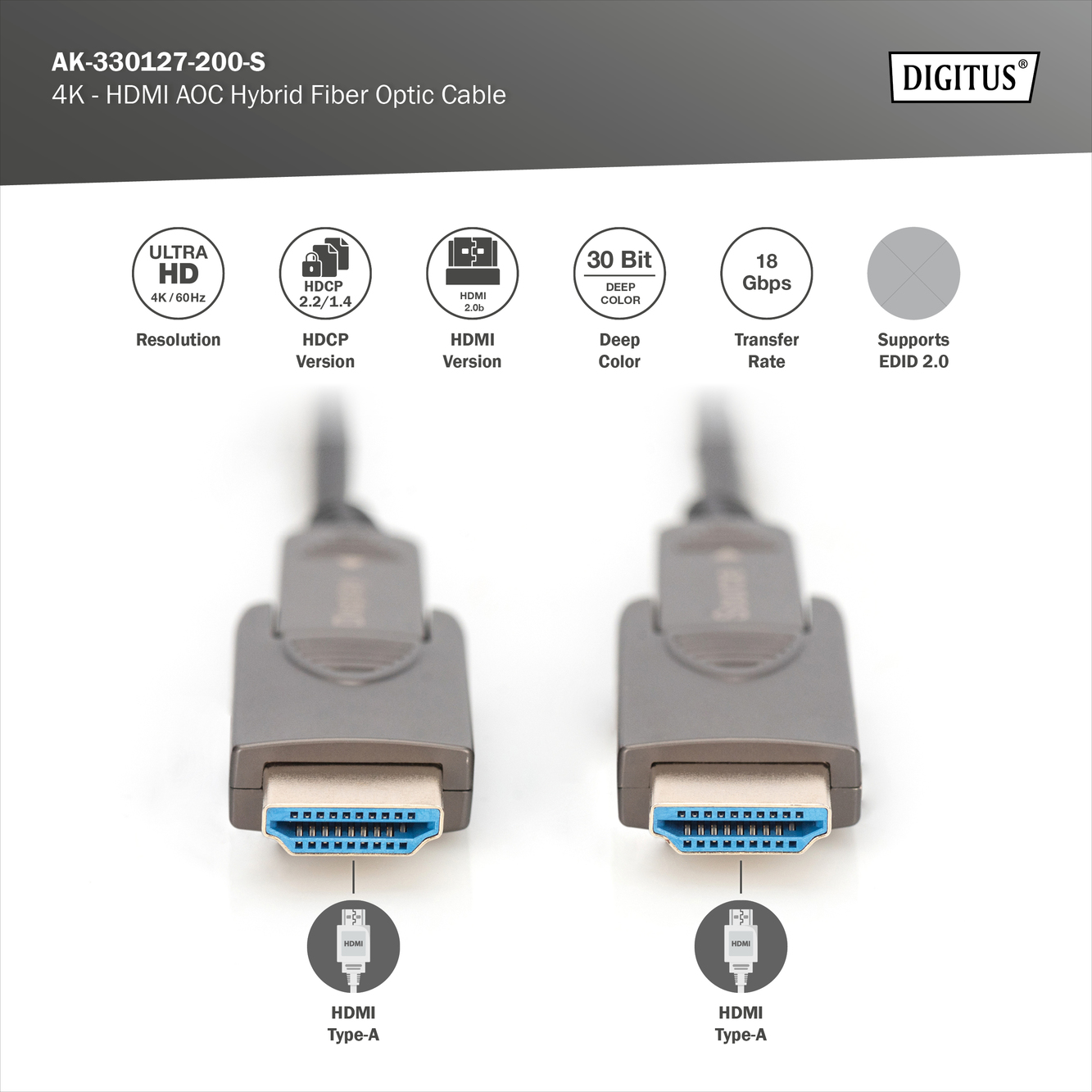 4 K - HDMI AOC hybride glasvezelkabel met 20m afneembare connector - Afbeelding 5