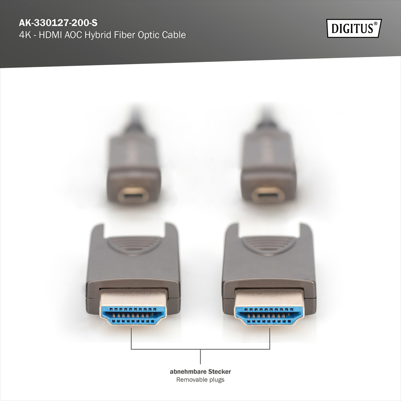 4 K - HDMI AOC hybride glasvezelkabel met 20m afneembare connector - Afbeelding 7