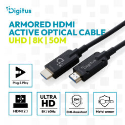 HDMI AOC glasvezelkabel gepantserd, UHD 8K, 50 m - Afbeelding 3