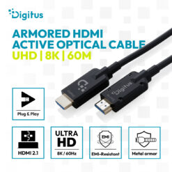 HDMI AOC glasvezelkabel gepantserd, UHD 8K, 60 m - Afbeelding 3