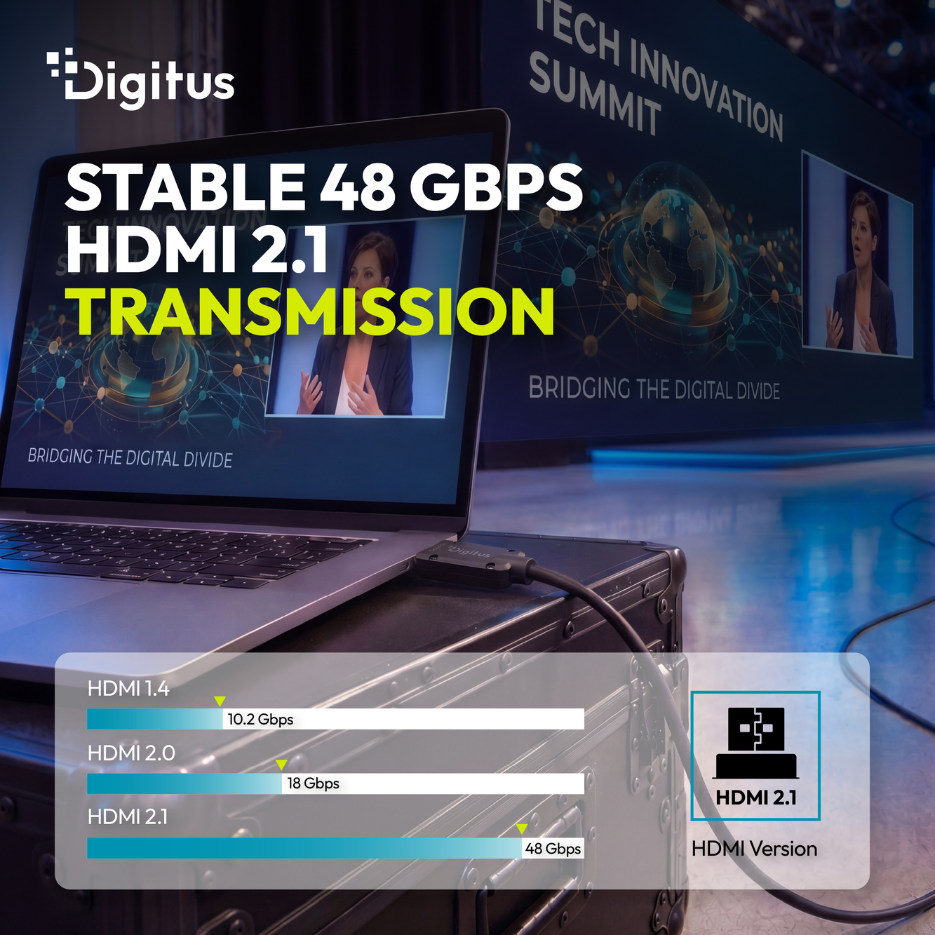 HDMI AOC glasvezelkabel gepantserd, UHD 8K, 80 m - Afbeelding 3