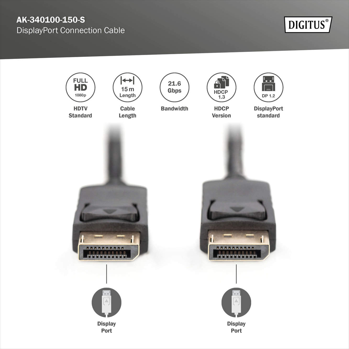 DisplayPort-aansluitkabel, 15m - Afbeelding 3