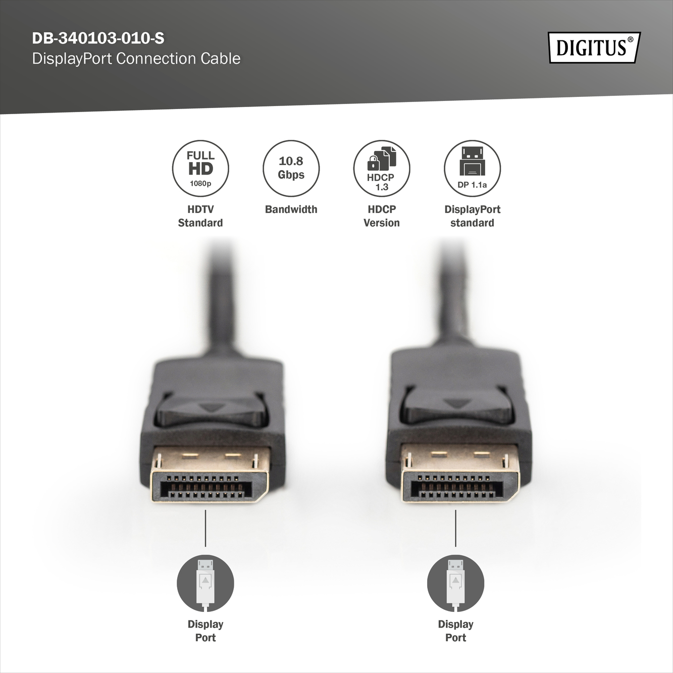 DisplayPort-aansluitkabel, 1m - Afbeelding 3