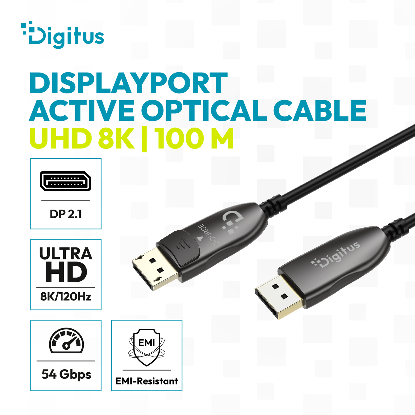 DisplayPort AOC hybride glasvezelkabel, UHD 8K, 100 m - Afbeelding 5