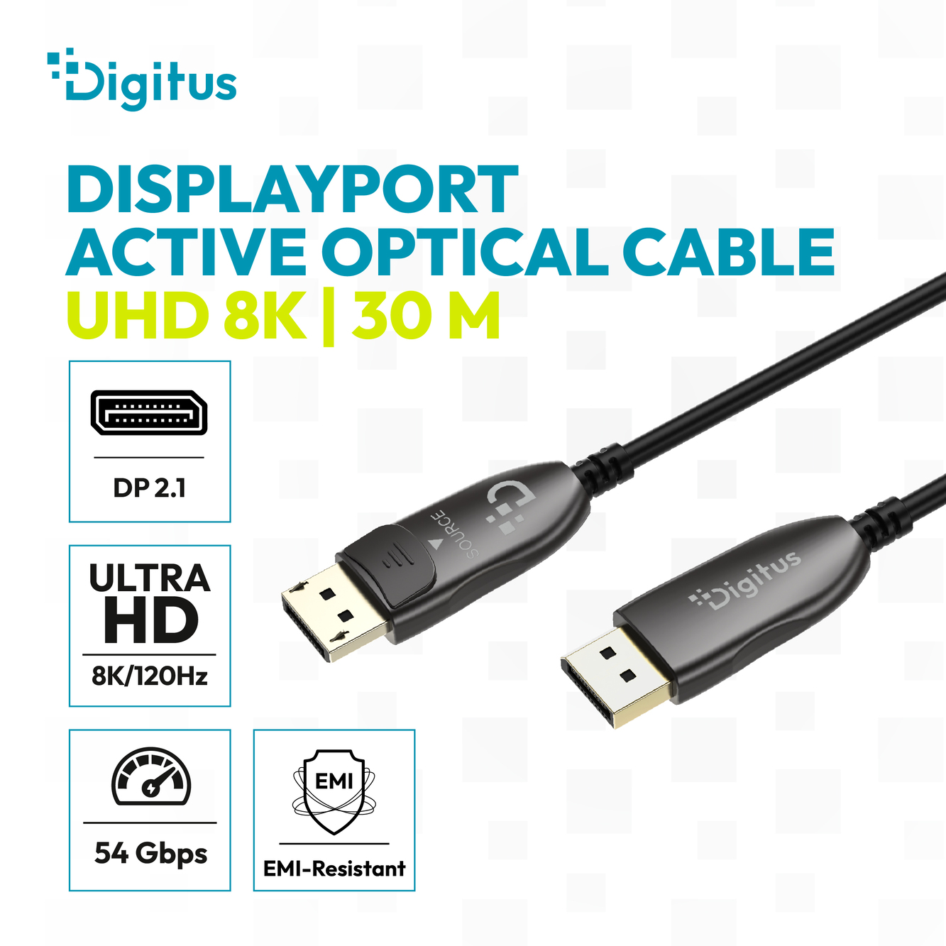 DisplayPort AOC hybride glasvezelkabel, UHD 8K, 30 m - Afbeelding 5