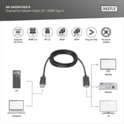 DisplayPort verloopkabel, DP - HDMI type A - Afbeelding 4