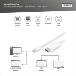 Mini DisplayPort Adapterkabel, mDP - HDMI type A - Afbeelding 3