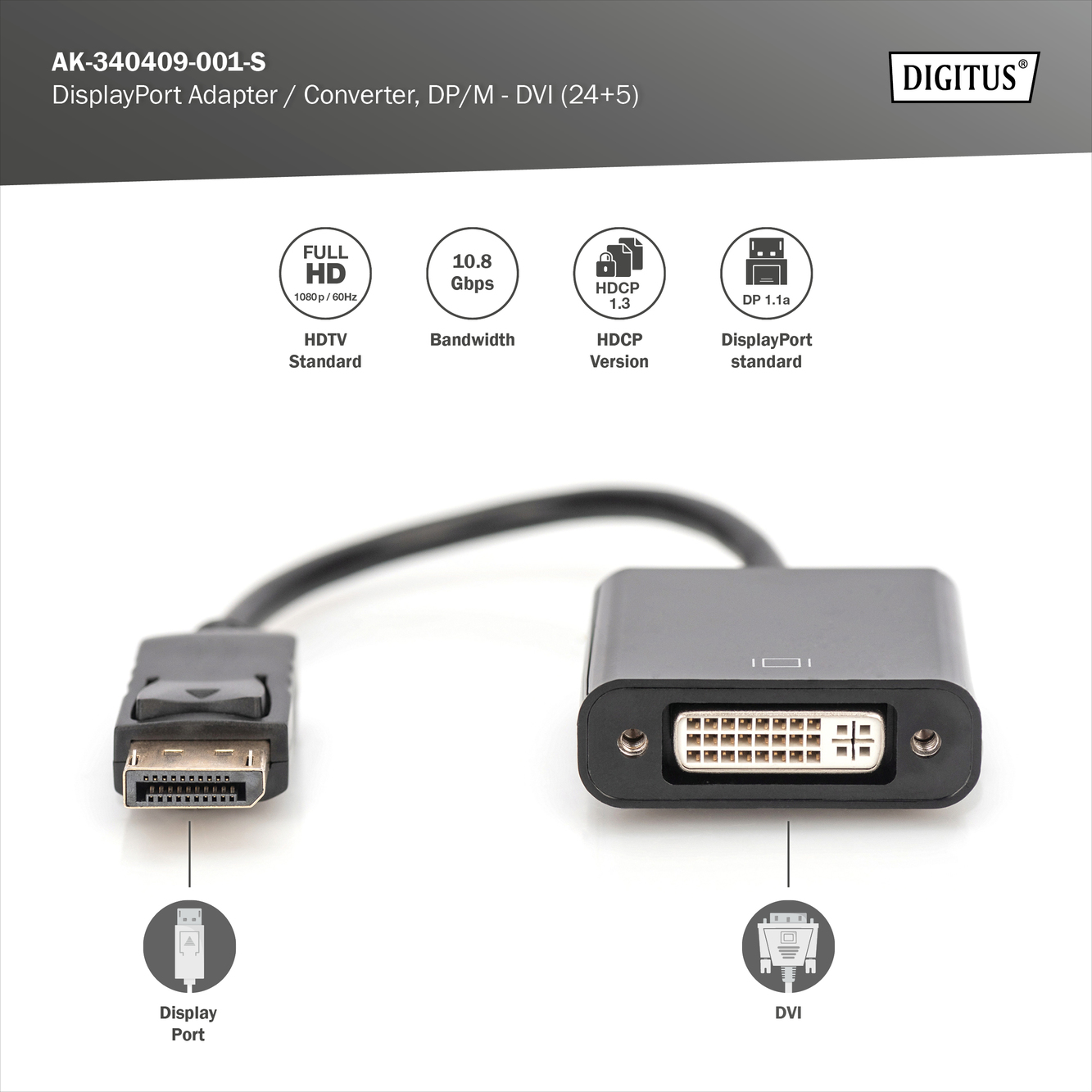 DisplayPort - DVI verloopkabel - Afbeelding 6