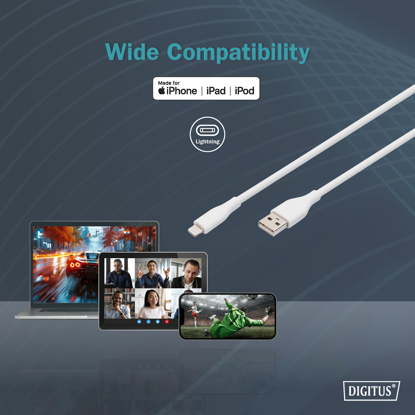 Lightning siliconen aansluitkabel, USB-A - Lightning 0,5m, wit - Afbeelding 5